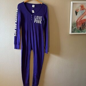 PINK Victoria's Secret One Piece Pajamas Medium Purple Silver Gimme Sugar NWT